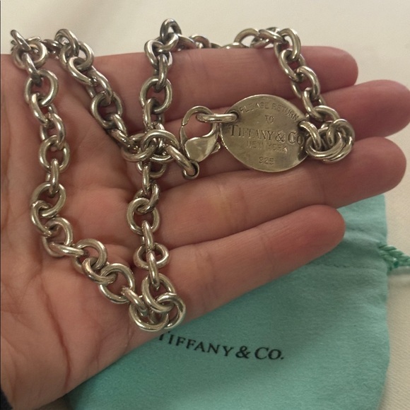 Please Return to Tiffany&Co. Choker 925 Sterling Silver 15’ Necklace W/ Pouch - Picture 8 of 17